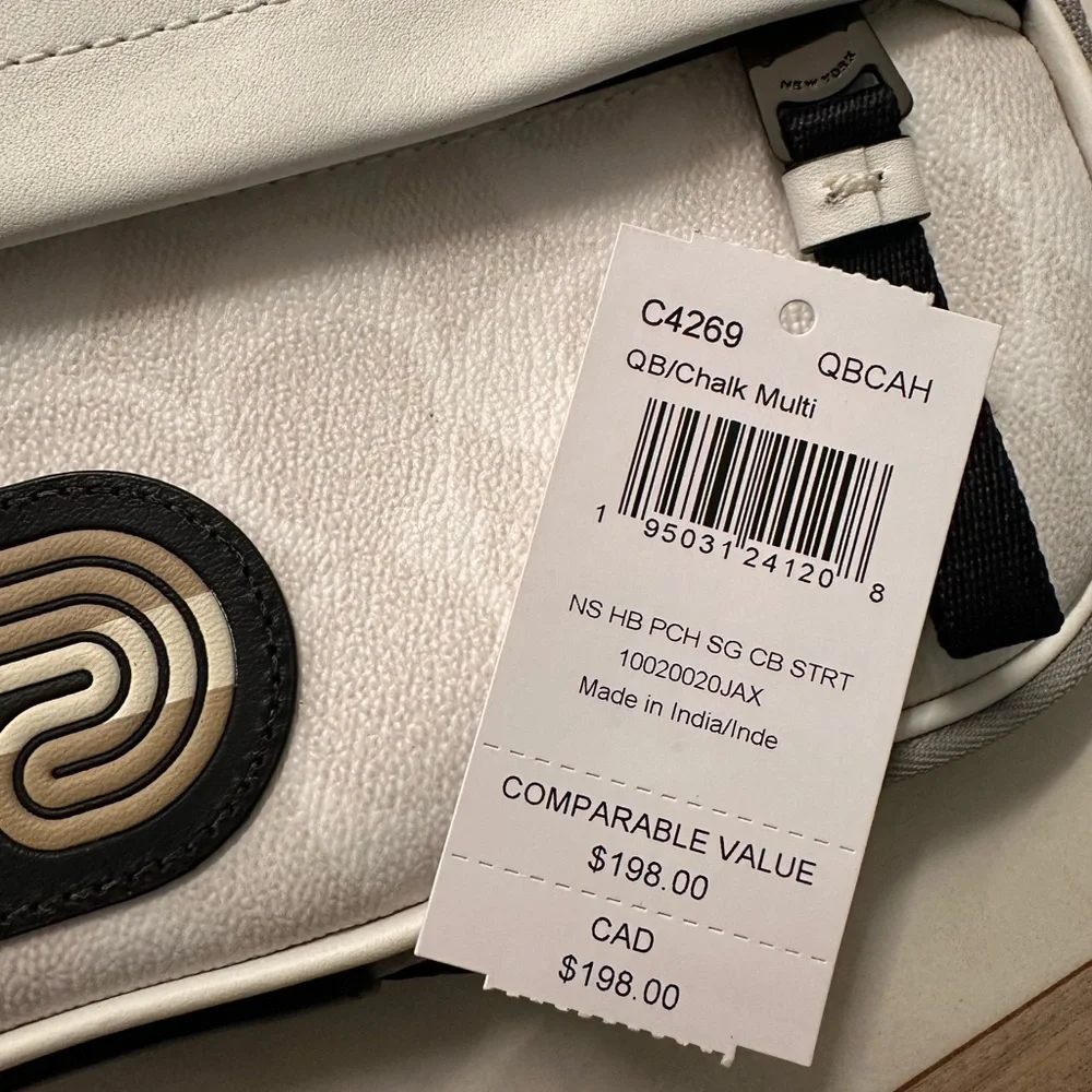 NWT! NEW! Coach North South Hybrid Pouch in Colorblock Signature Canvas Varsi - Picture 4 of 7